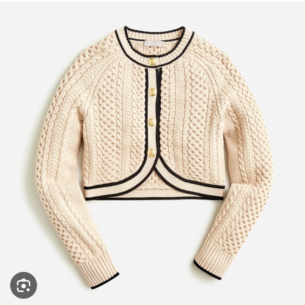J.Crew Cropped Cable Knit Lady Jacket Sweater